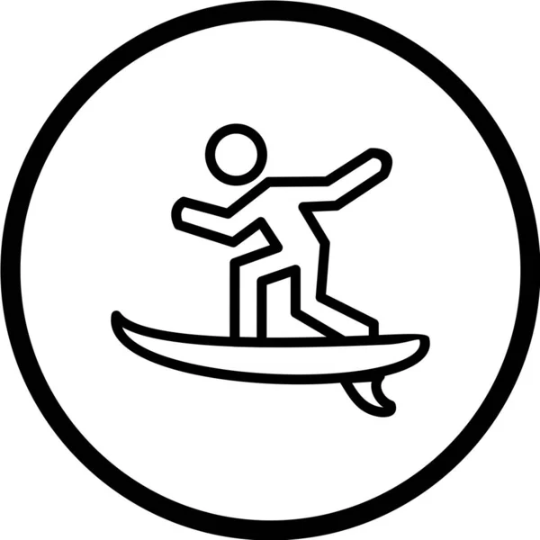 Surfing Icon Extreme Sport Person Silhouette Symbol — Stock Vector