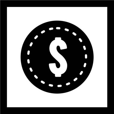 Dolar simgesi simgesi beyaz arka planda izole edilmiş siyah stilde. usd sembol vektör illüstrasyonu