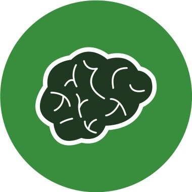 Düz biçimli beyin simgesi beyaz arkaplanda izole