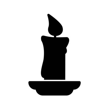 Beyaz arkaplanda izole edilmiş siyah renkli mum simgesi. din sembolü illüstrasyon