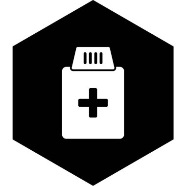 Tıbbi vektör ikonu. biçim iki renkli düz sembol, yoğun kırmızı ve siyah renkler, yuvarlak açılar, beyaz