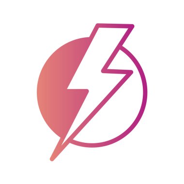 Kırmızı çemberdeki şimşek simgesi beyaz arkaplan çizimi üzerine izole edilmiş