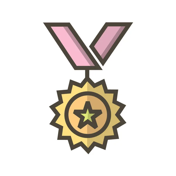 Icono Medalla Estilo Plano Esbozado Escala Grises Ilustración Vectorial — Vector de stock