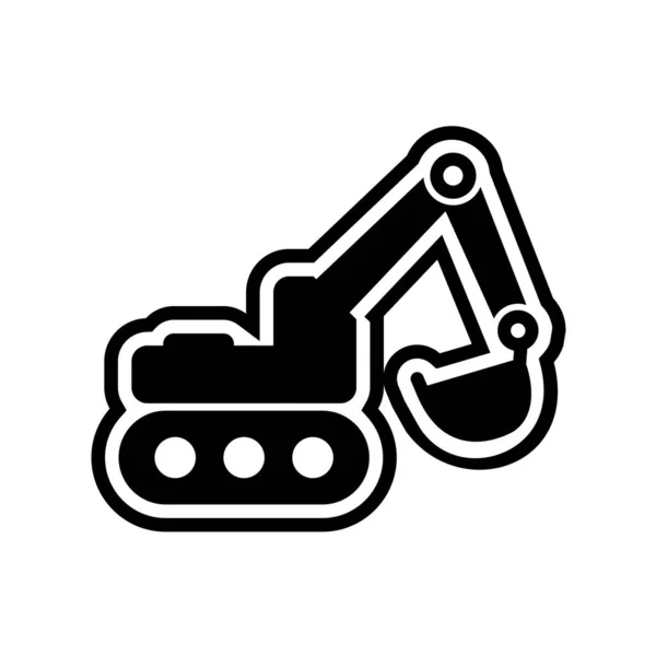 excavator icon in black style isolated on white background. construction and industry symbol vector illustration.
