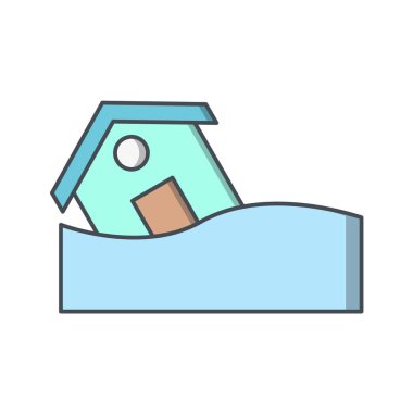 Beyaz arkaplanda izole edilmiş çizgi film tarzında ev simgesi. kuş ve kedi sembolü vektör illüstrasyonu.