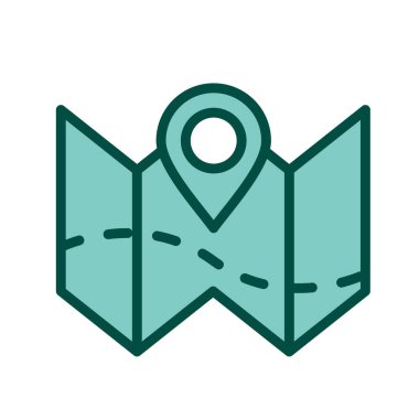 Plan Haritası Simgesi Moda Biçiminde İzole Arkaplan