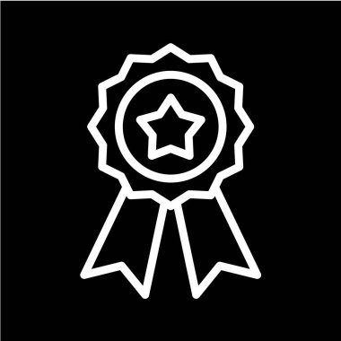 Beyaz arka planda siyah stil madalya ikonu. ödül sembolü vektör çizimi.