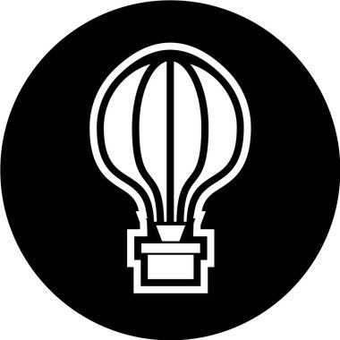 Siyah renkli sıcak hava balonu ikonu beyaz arka planda izole edilmiş. yaz sembolü çizimi.
