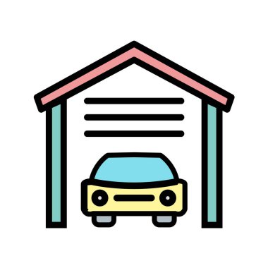 Otomobil garajının vektör çizimi, otomobil aracı