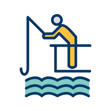 Düz renkli yüzme havuzu ikonu. spor ve oyun vektör çizimi