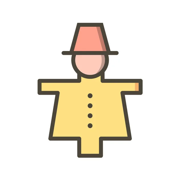 scarecrow icon in flat outlined grayscale style. vector illustration