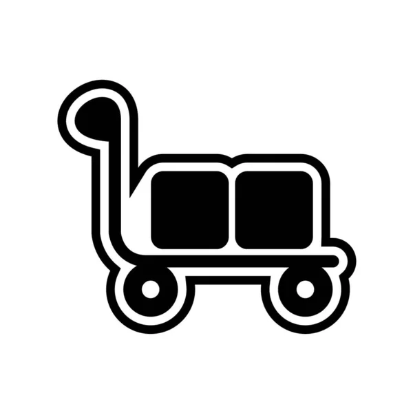 Icône Chariot Dans Style Noir Isolé Sur Fond Blanc Illustration — Image vectorielle