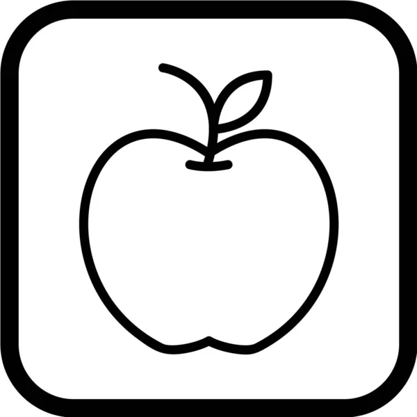 Icône Vectorielle Pomme Sur Fond Noir — Image vectorielle