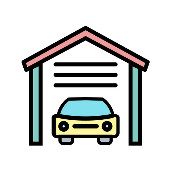 Ilustração Vetorial Garagem Carro Veículo Automóvel — Vetor de Stock