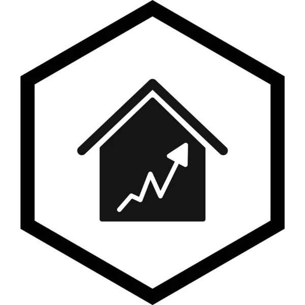 Graph House Ikona Modnym Stylu Izolowane Tle — Wektor stockowy