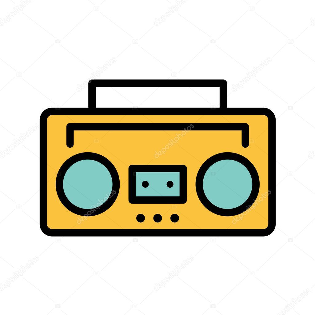 vector illustration, simple icon of cassette player