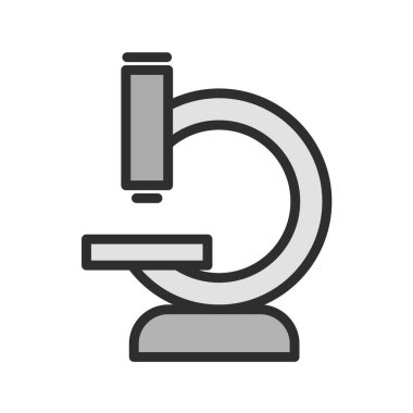 Beyaz zemin üzerinde siyah tarzda izole edilmiş mikroskop simgesi. laboratuvar sembolü çizimi.