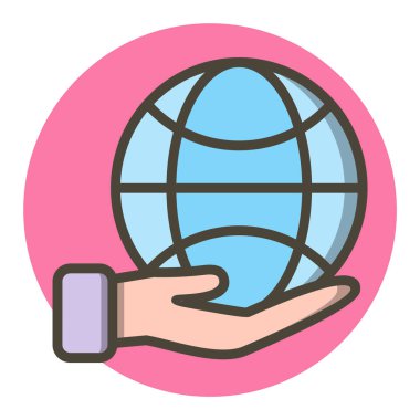 Dünya eliyle Simge Moda Tarzı İzole Arkaplanda