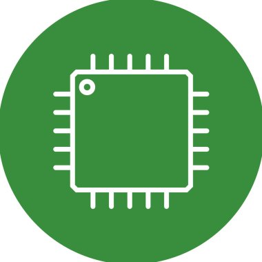 Basit simge, mikroçip karesinin vektör illüstrasyonu, kopyalama alanı 