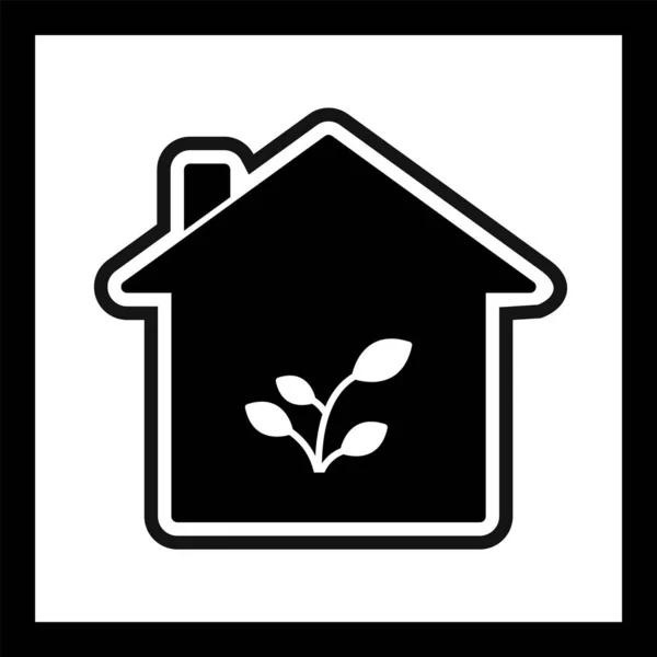 Icône Maison Plante Dans Fond Isolé Style Mode — Image vectorielle