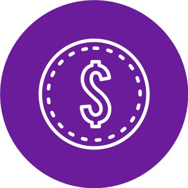 Düz daire izole vektör düğmesinde dolar işareti simgesi. para sembolü