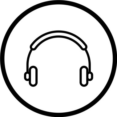Siyah kulaklık simgesinin vektör illüstrasyonu