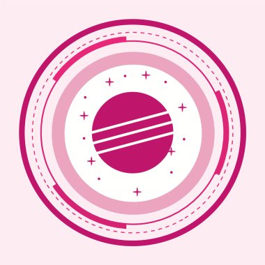 Pembe yuvarlak düğmeli bir daire ve bir ay