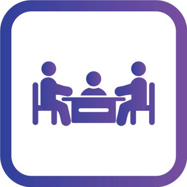 Vektör illüstrasyonu, masadaki mor avatarların basit simgesi, iş 