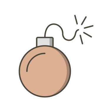 Beyaz arka planda izole edilmiş çizgi film tarzında bir bomba ikonu. din sembolü illüstrasyon