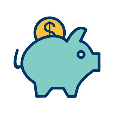 domuz kumbarası ikon vektör çizimi