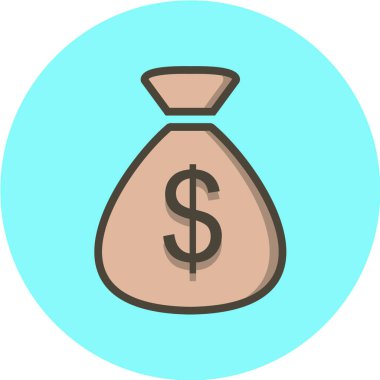 Bir çantayla çember içinde dolar işareti