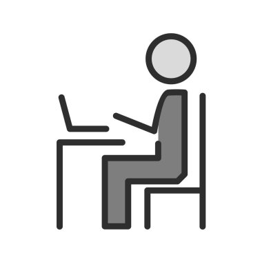 Dizüstü bilgisayar simgesi vektör illüstrasyon tasarımlı adam