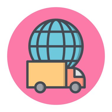 Moda Biçimli Küresel Teslimat Simgesi İzole Arkaplan