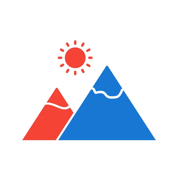 Гора Солнечной Иконой Стиле Trendy Изолированный Фон — стоковый вектор