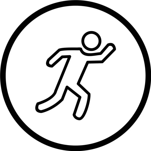 Běží Ikona Černém Kruhu Izolované Bílém Pozadí Sport Fitness Vektorové — Stockový vektor