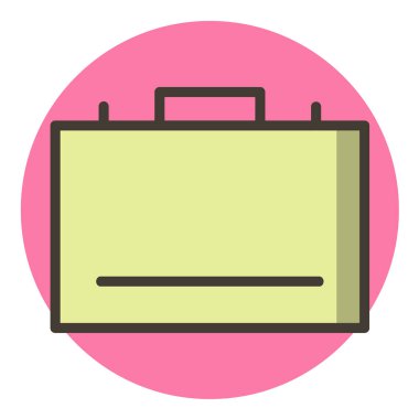 Düz renkli daire şeklinde evrak çantası simgesi. vektör illüstrasyonu