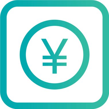 Yen işareti simgesi düz daire işareti, mavi ve yeşil renk