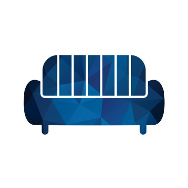 beyaz arkaplanda izometrik 3d biçiminde kanepe simgesi