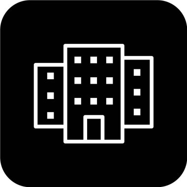 Yapının modern siyah simgesinin vektör illüstrasyonu