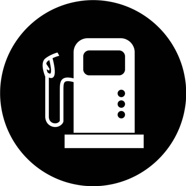 Benzinestation Pictogram Geïsoleerd Zwarte Achtergrond — Stockvector