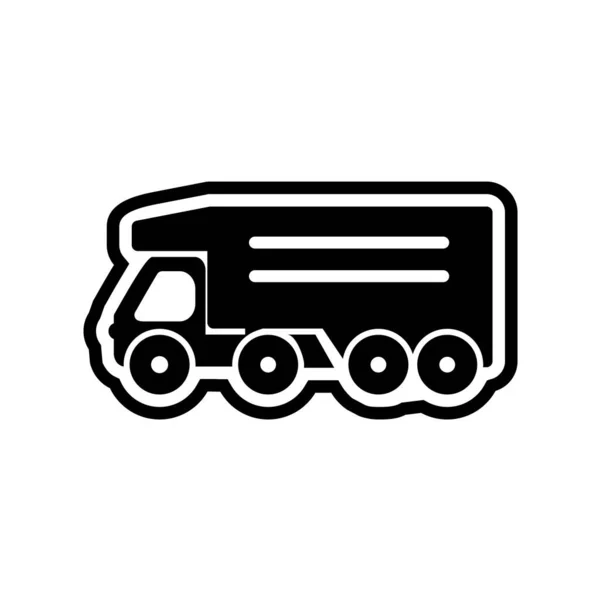 Truck Icoon Zwarte Stijl Geïsoleerd Witte Achtergrond Transportsymbool Vector Illustratie — Stockvector