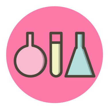 Beyaz arkaplanda düz bir test tüp simgesi