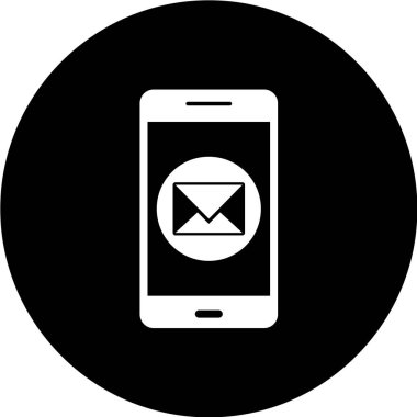 Modern siyah beyaz cep telefonu simgesinin vektör çizimi