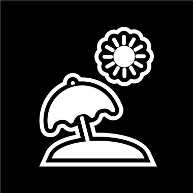 Güneş ve şemsiye ikonu. vektör illüstrasyonu