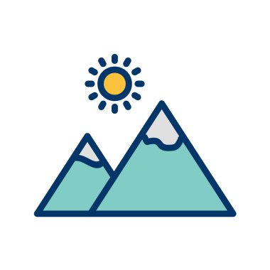 Beyaz arkaplanda dağ vektörü simgesi