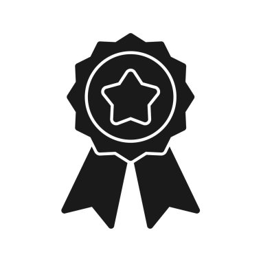 Beyaz arka planda siyah stil madalya ikonu. ödül sembolü vektör çizimi.