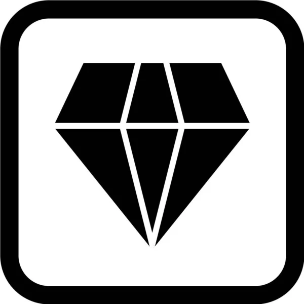 Gyémánt Ikon Fekete Vektor — Stock Vector