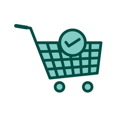 Doğrulanmış Cart Ögeleri Moda Biçimli İzole Arkaplan Simgesi