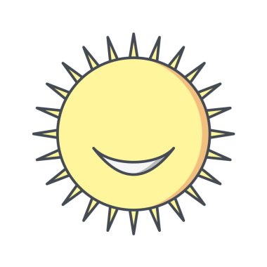 Beyaz arkaplanda mutlu güneş simgesi