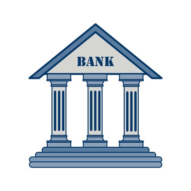Banka binası simgesi vektör illüstrasyonu
